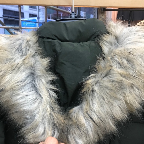 Laundry By Shelli Segal Fur Trim Puffer Moss Green - Picture 5 of 16